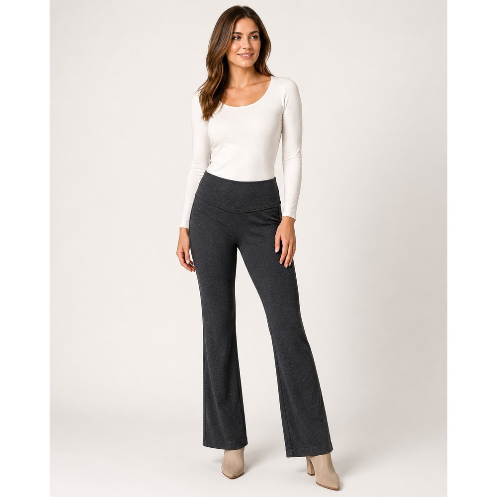 CABI Trouser Ponte Bootcut Pants Women 4 Gray Rayon Nylon Style 966R zip back